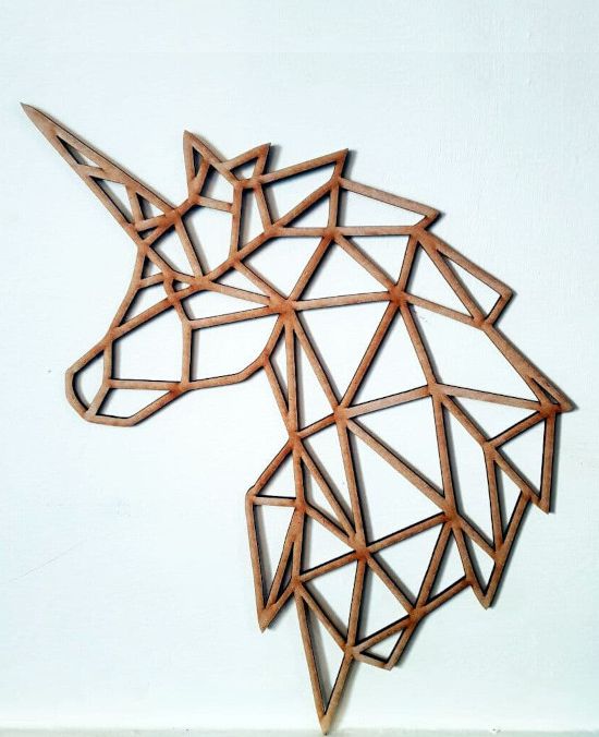 Geometric Wooden Unicorn Decoration